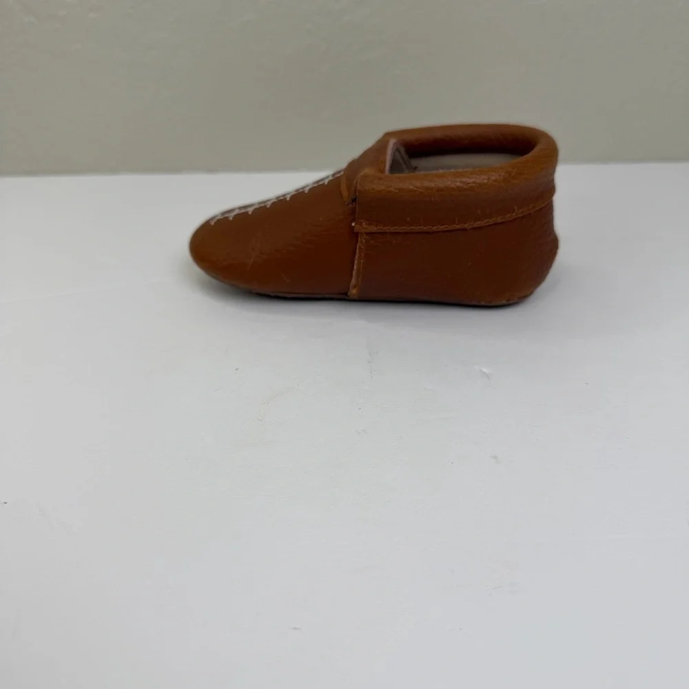 Monkey Feet Brown Baby Leather Slip-on Moccasin Shoes Size 12-18 Months